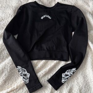 Darc Sport Everson Seamless Crop Black Long Sleeve Top dry wolf